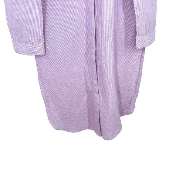 Chicos MEDIUM 1 8/10 LINEN BLEND Purple Stone Accent Long Line Shirt Top Tunic - Picture 7 of 10